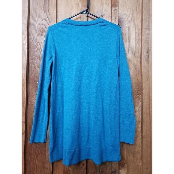 Gap Maternity Merino Wool V-Neck Tunic Knit Sweater, Large, Teal Green Blue - Picture 2 of 6
